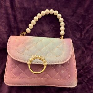 Pearl-Handle Pink Ombre Quilted Crossbody Bag